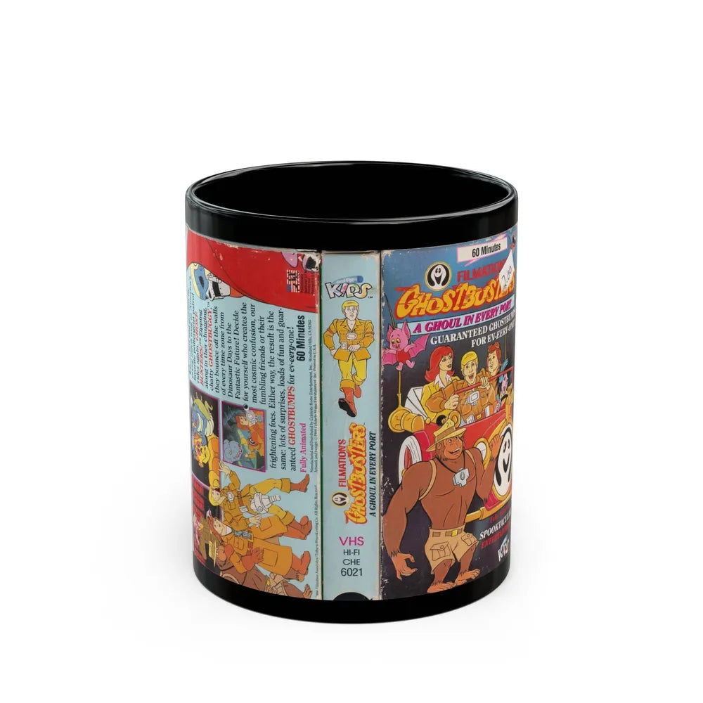 FILMATION GHOSTBUSTERS A GHOUL IN EVERY PORT (VHS COVER) - Black Coffee Mug-11oz-Go Mug Yourself