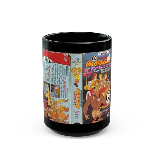 FILMATION GHOSTBUSTERS A GHOUL IN EVERY PORT (VHS COVER) - Black Coffee Mug 15oz - Go Mug Yourself