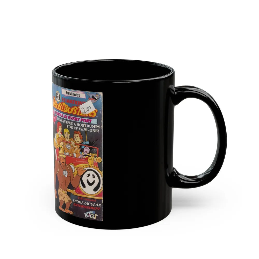 FILMATION GHOSTBUSTERS A GHOUL IN EVERY PORT (VHS COVER) - Black Coffee Mug-Go Mug Yourself