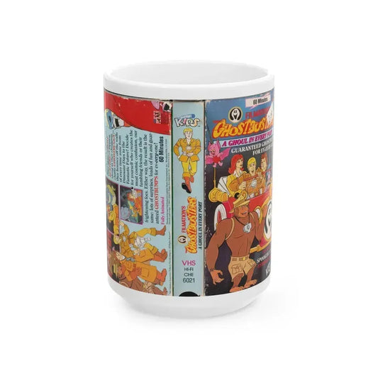 FILMATION GHOSTBUSTERS A GHOUL IN EVERY PORT (VHS COVER) - White Coffee Mug 15oz - Go Mug Yourself