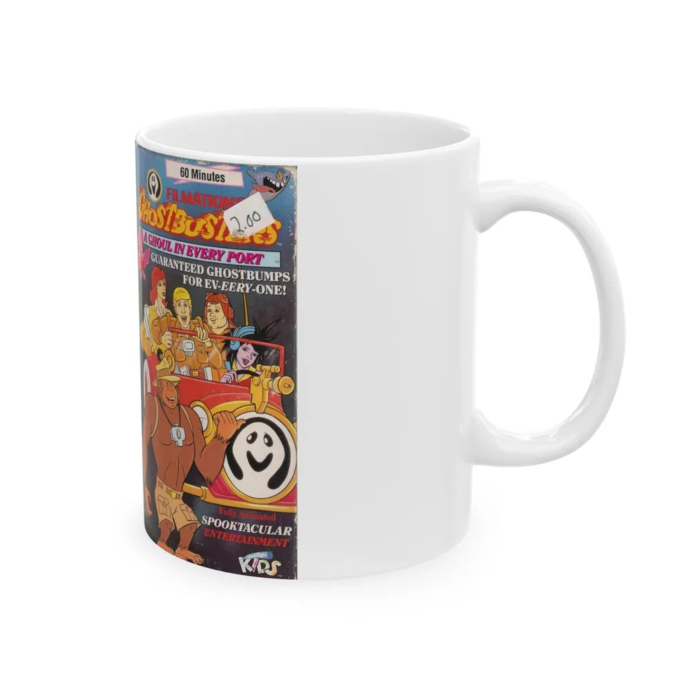 FILMATION GHOSTBUSTERS A GHOUL IN EVERY PORT (VHS COVER) - White Coffee Mug-Go Mug Yourself