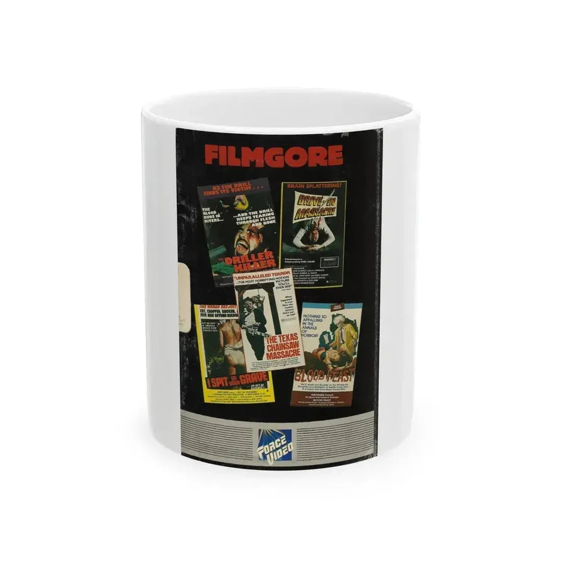 Filmgore ForceVideo inside (VHS COVER) - White Coffee Mug 11oz - Go Mug Yourself
