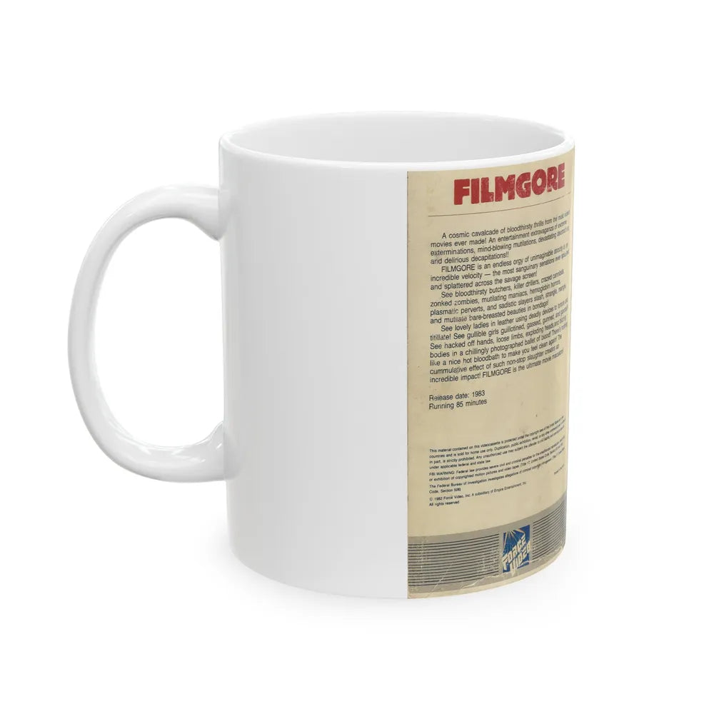 FILMGORE HOSTED BY ELVIRA (VHS COVER) - White Coffee Mug-Go Mug Yourself