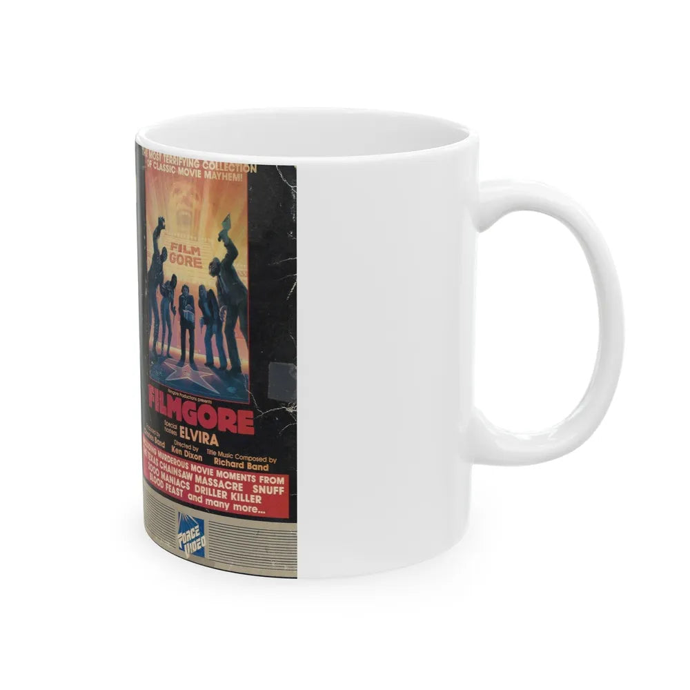 FILMGORE HOSTED BY ELVIRA (VHS COVER) - White Coffee Mug-Go Mug Yourself