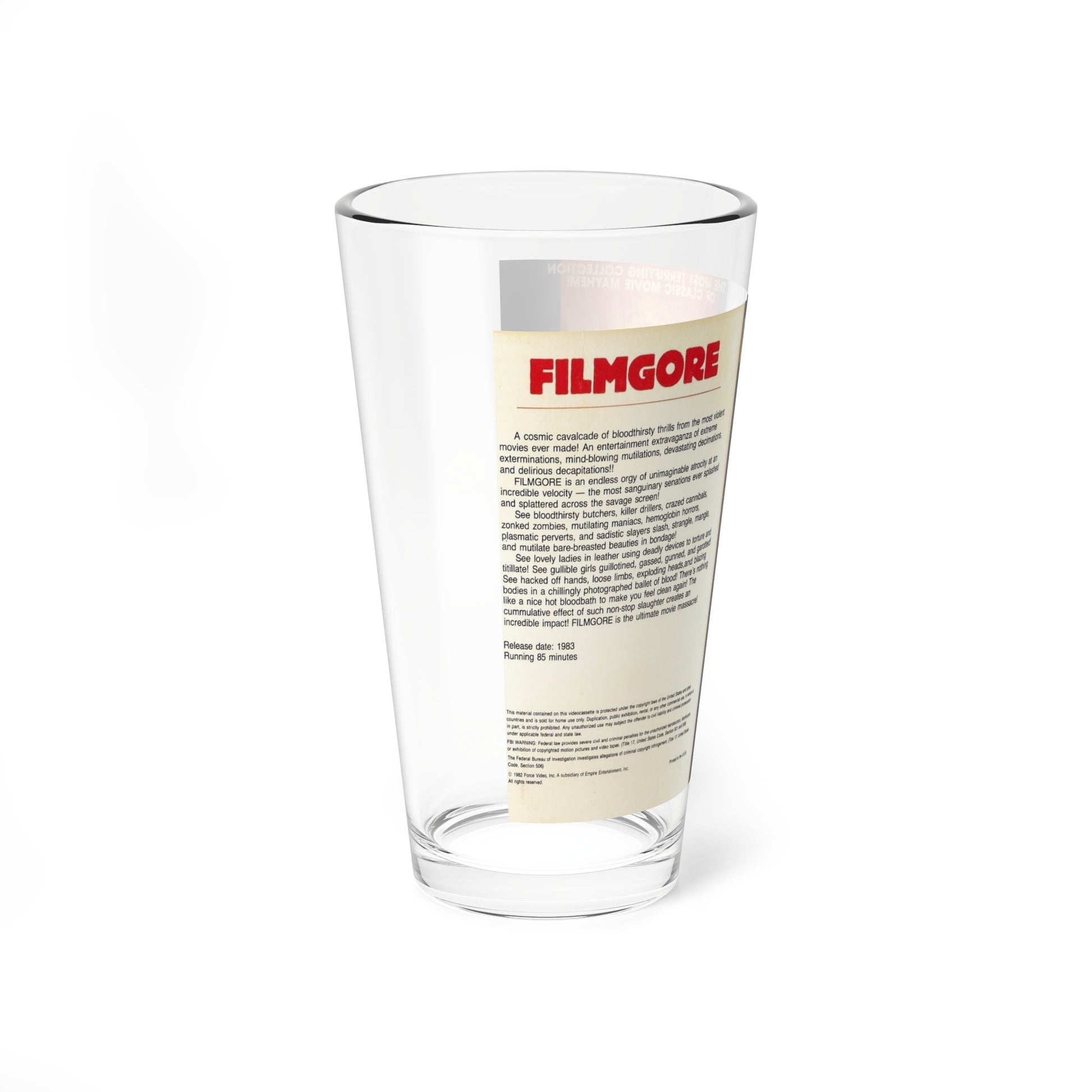 FILMGORE (VHS COVER) Pint Glass 16oz-Go Mug Yourself