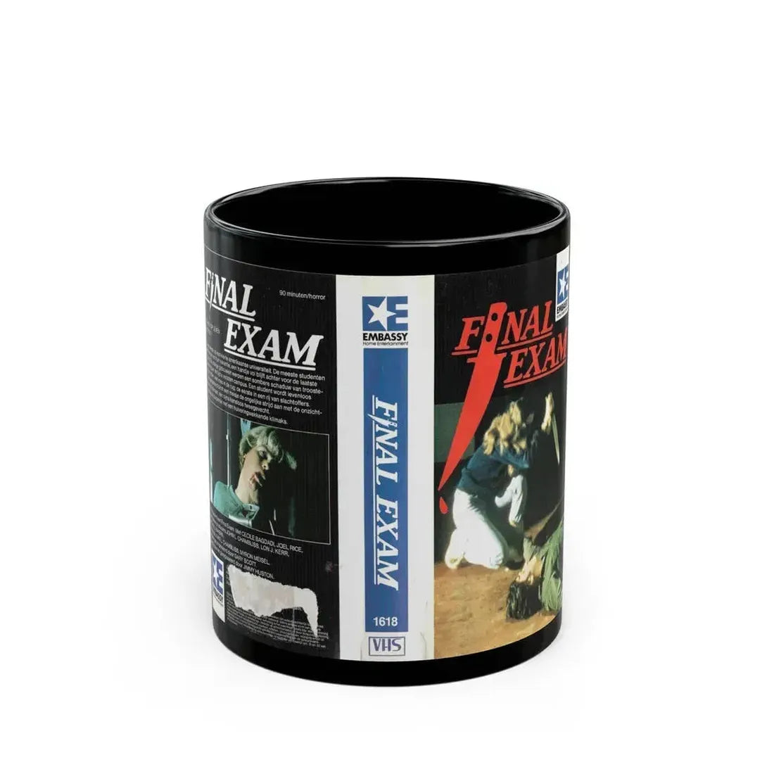 FINAL EXAM EMBASSY HOME ENTERTAINMENT (VHS COVER) - Black Coffee Mug 11oz - Go Mug Yourself