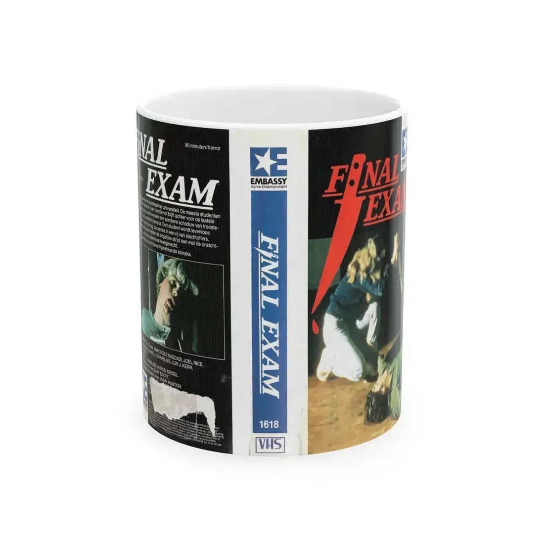 FINAL EXAM EMBASSY HOME ENTERTAINMENT (VHS COVER) - White Coffee Mug 11oz - Go Mug Yourself