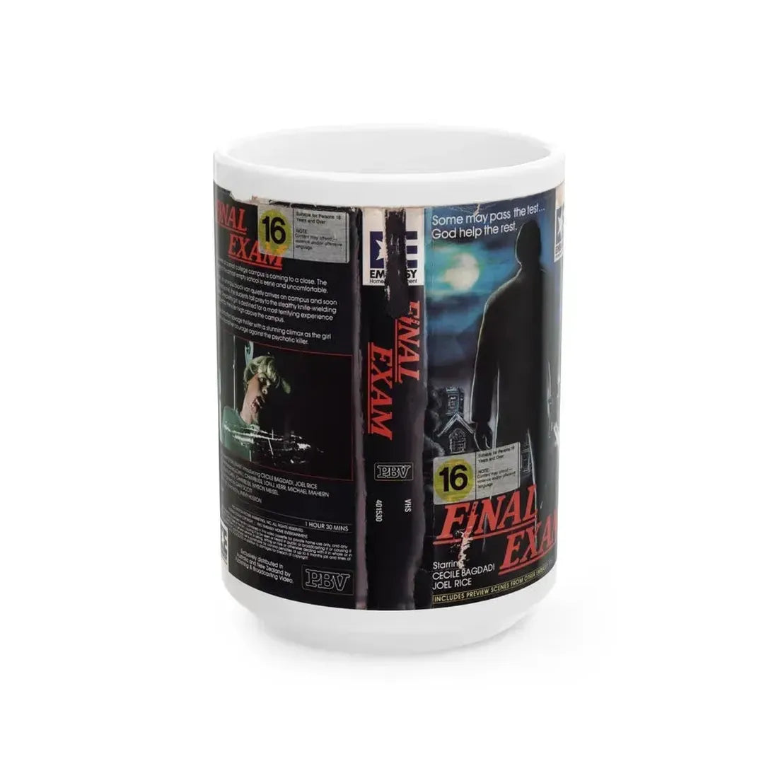 FINAL EXAM (VHS COVER) - White Coffee Mug 15oz - Go Mug Yourself
