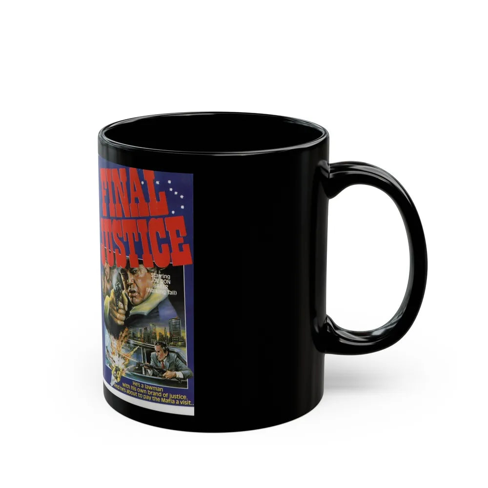 FINAL JUSTICE JOE DON BAKER (VHS COVER) - Black Coffee Mug-Go Mug Yourself