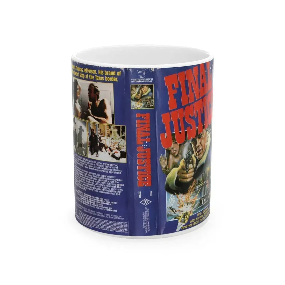 FINAL JUSTICE VESTRON VIDEO INTERNATIONAL MST3K (VHS COVER) - White Coffee Mug 11oz - Go Mug Yourself
