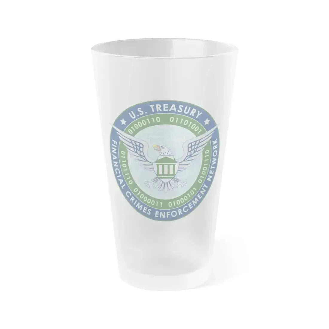 Financial Crimes Enforcement Network 2 - Frosted Pint Glass 16oz 16oz Frosted - Go Mug Yourself