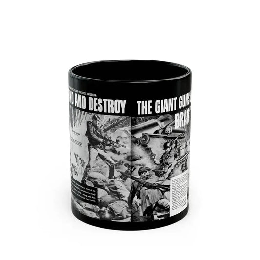 Find And Destroy The Giant Guns Of Brao, Action For Men, March 1965-03 - Black Coffee Mug 11oz - Go Mug Yourself
