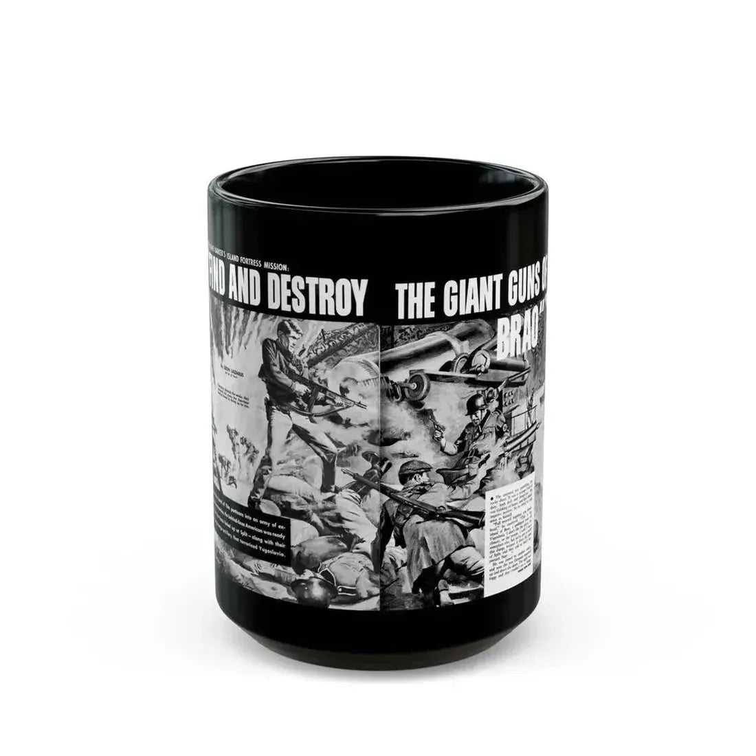 Find And Destroy The Giant Guns Of Brao, Action For Men, March 1965-03 - Black Coffee Mug 15oz - Go Mug Yourself