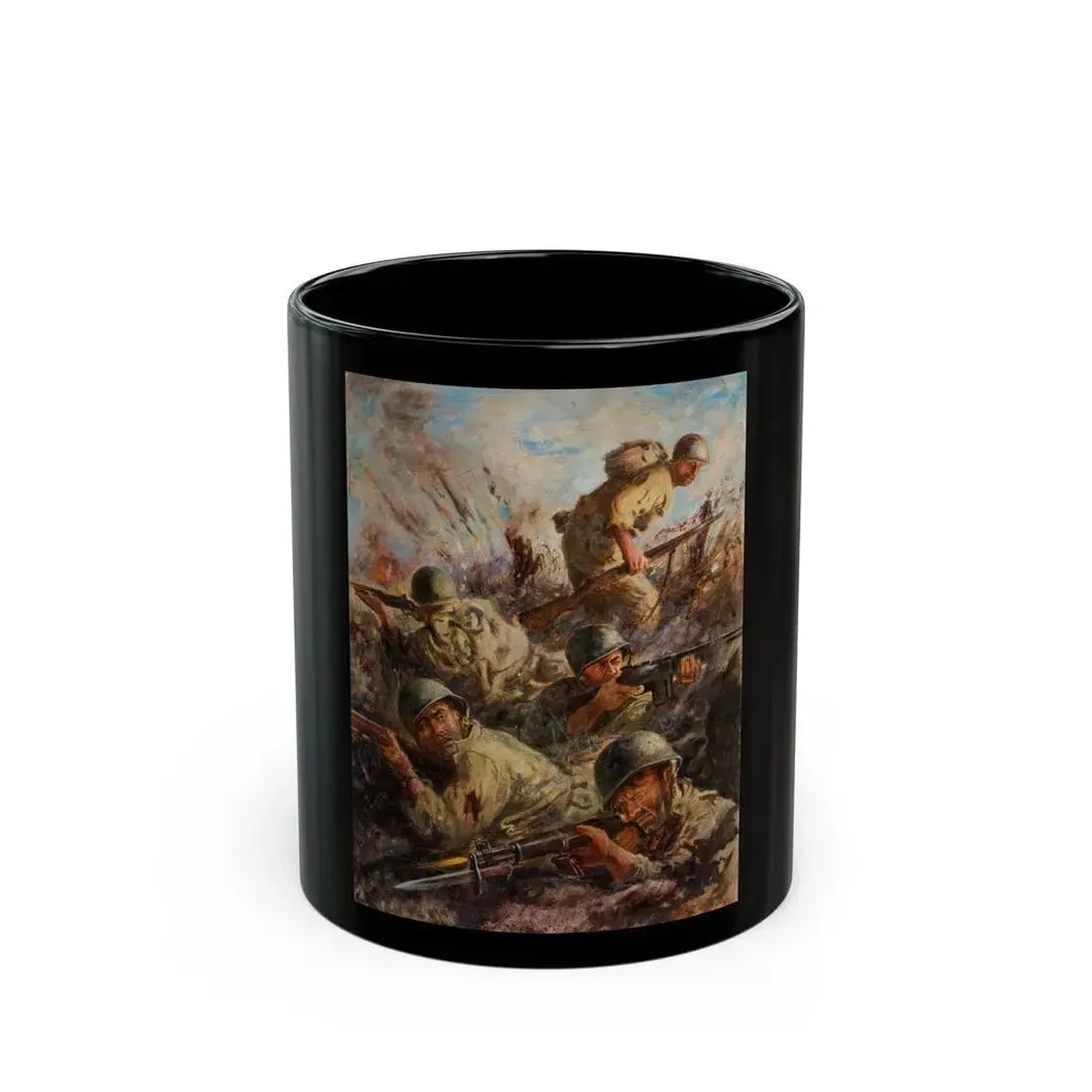 Fire Fight, story illustration - Black Coffee Mug 11oz - Go Mug Yourself