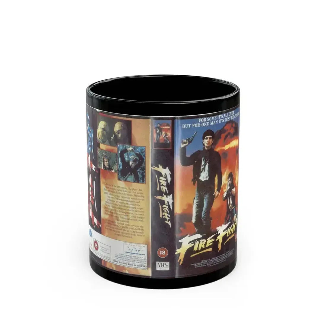 FIRE FIGHT (VHS COVER) - Black Coffee Mug 11oz - Go Mug Yourself
