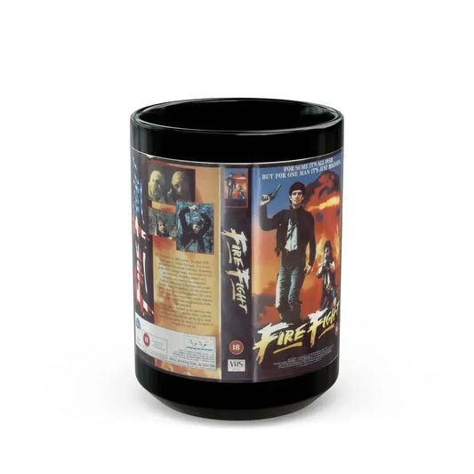 FIRE FIGHT (VHS COVER) - Black Coffee Mug 15oz - Go Mug Yourself