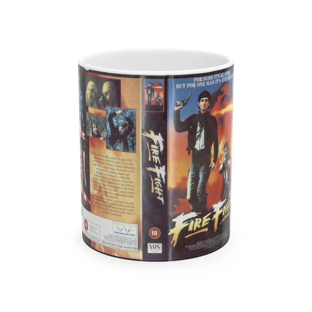 FIRE FIGHT (VHS COVER) - White Coffee Mug-11oz-Go Mug Yourself