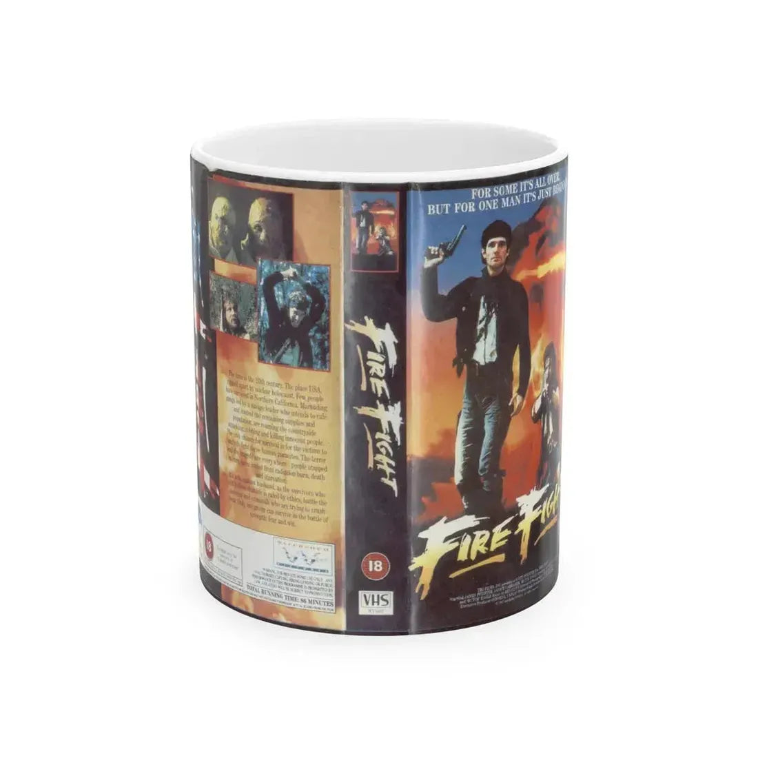 FIRE FIGHT (VHS COVER) - White Coffee Mug 11oz - Go Mug Yourself