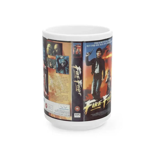 FIRE FIGHT (VHS COVER) - White Coffee Mug 15oz - Go Mug Yourself