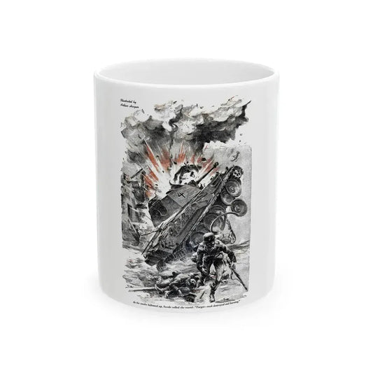 Fire Mission, Blue Book Magazine, March 1947 - White Coffee Mug 11oz - Go Mug Yourself