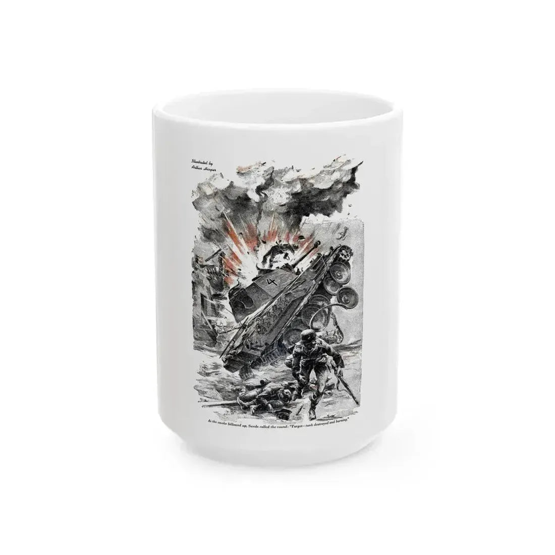 Fire Mission, Blue Book Magazine, March 1947 - White Coffee Mug 15oz - Go Mug Yourself