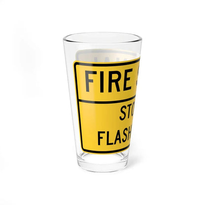 FIRE SIGNAL STOP ON euasHine RED MUTCD-DE W11-12-DE (Delaware) (Road Sign) Pint Glass 16oz - Go Mug Yourself