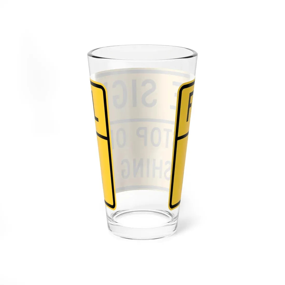 FIRE SIGNAL STOP ON euasHine RED MUTCD-DE W11-12-DE (Delaware) (Road Sign) Pint Glass 16oz - Go Mug Yourself