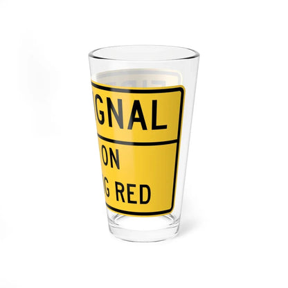 FIRE SIGNAL STOP ON euasHine RED MUTCD-DE W11-12-DE (Delaware) (Road Sign) Pint Glass 16oz - Go Mug Yourself