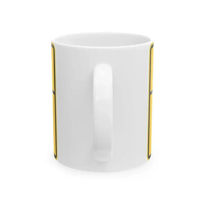 FIRE SIGNAL STOP ON euasHine RED MUTCD-DE W11-12-DE (Delaware) (Road Sign) White Coffee Mug - Go Mug Yourself