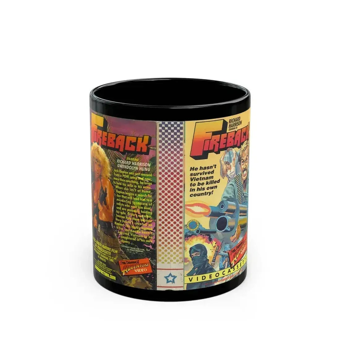 FIREBACK RICHARD HARRISON (VHS COVER) - Black Coffee Mug 11oz - Go Mug Yourself