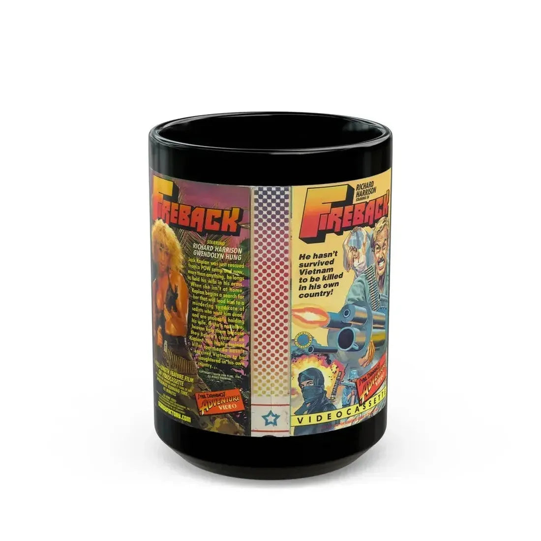 FIREBACK RICHARD HARRISON (VHS COVER) - Black Coffee Mug 15oz - Go Mug Yourself