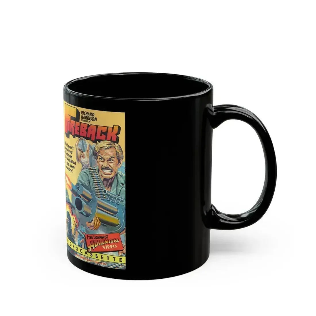 FIREBACK RICHARD HARRISON (VHS COVER) - Black Coffee Mug - Go Mug Yourself