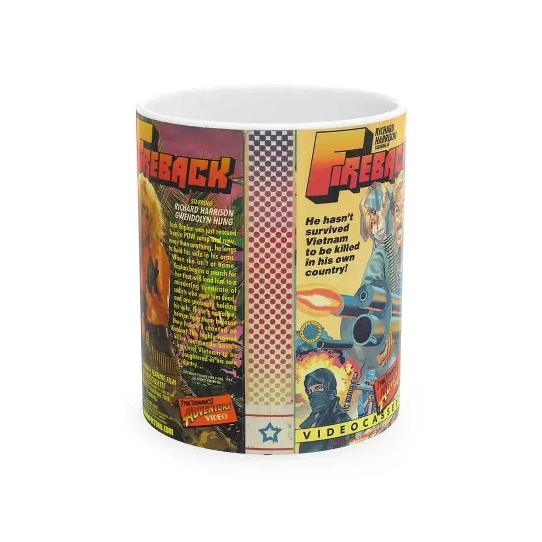 FIREBACK RICHARD HARRISON (VHS COVER) - White Coffee Mug 11oz - Go Mug Yourself