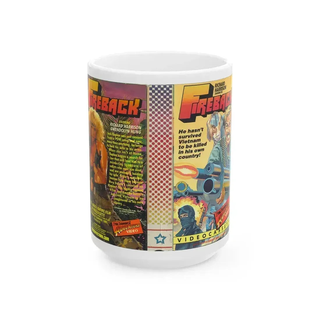 FIREBACK RICHARD HARRISON (VHS COVER) - White Coffee Mug 15oz - Go Mug Yourself