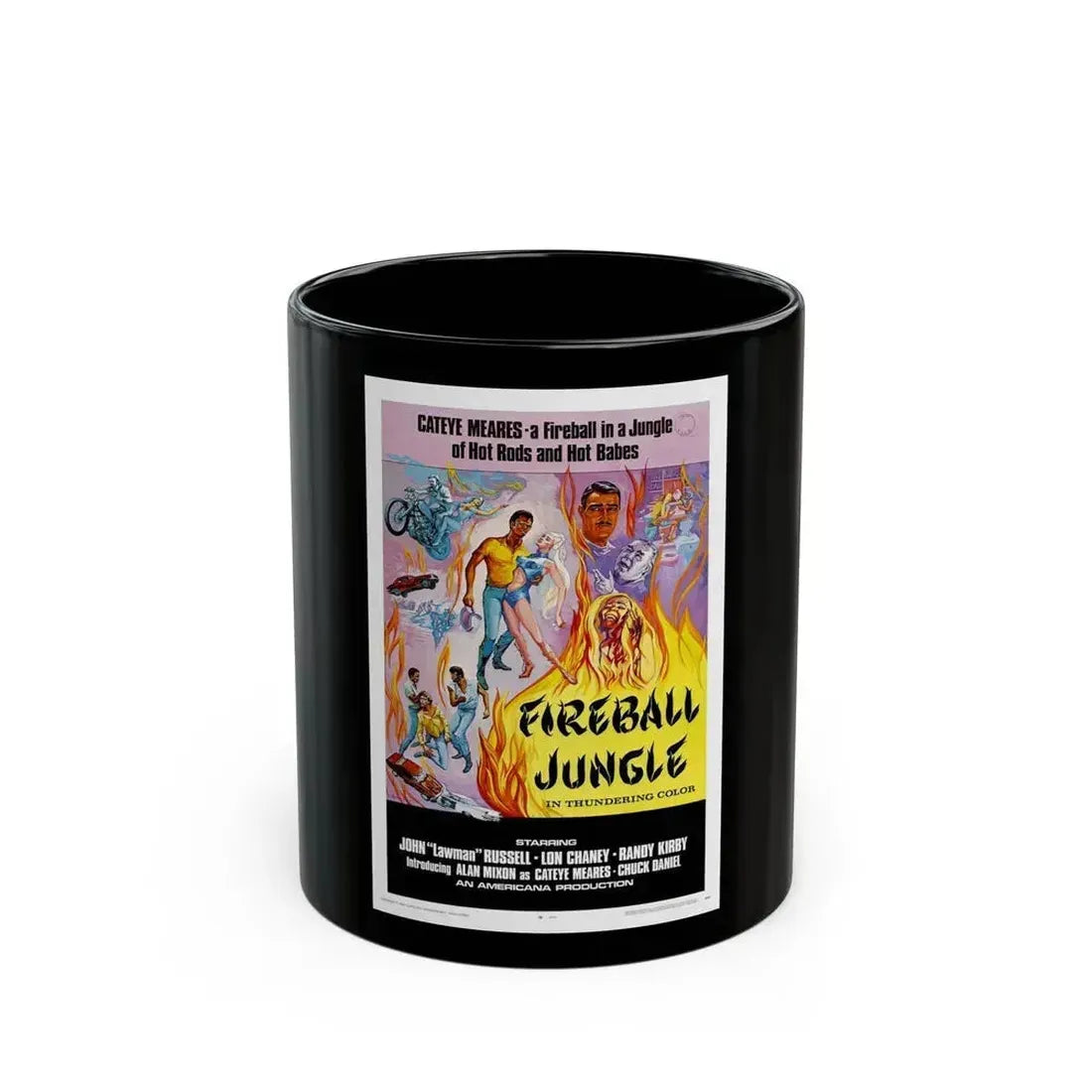 FIREBALL JUNGLE 1969 Movie Poster - Black Coffee Mug 11oz - Go Mug Yourself