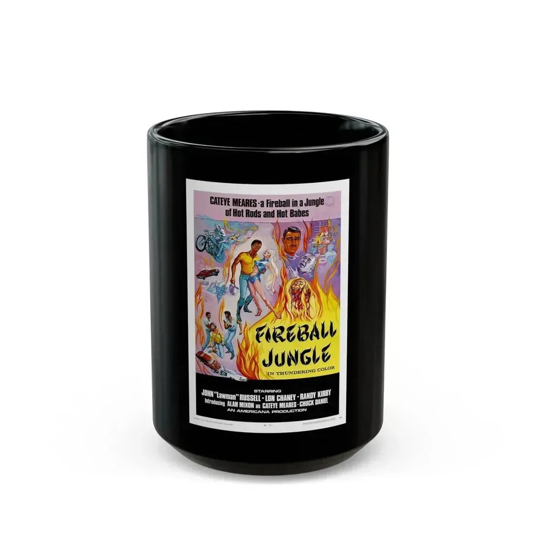 FIREBALL JUNGLE 1969 Movie Poster - Black Coffee Mug 15oz - Go Mug Yourself