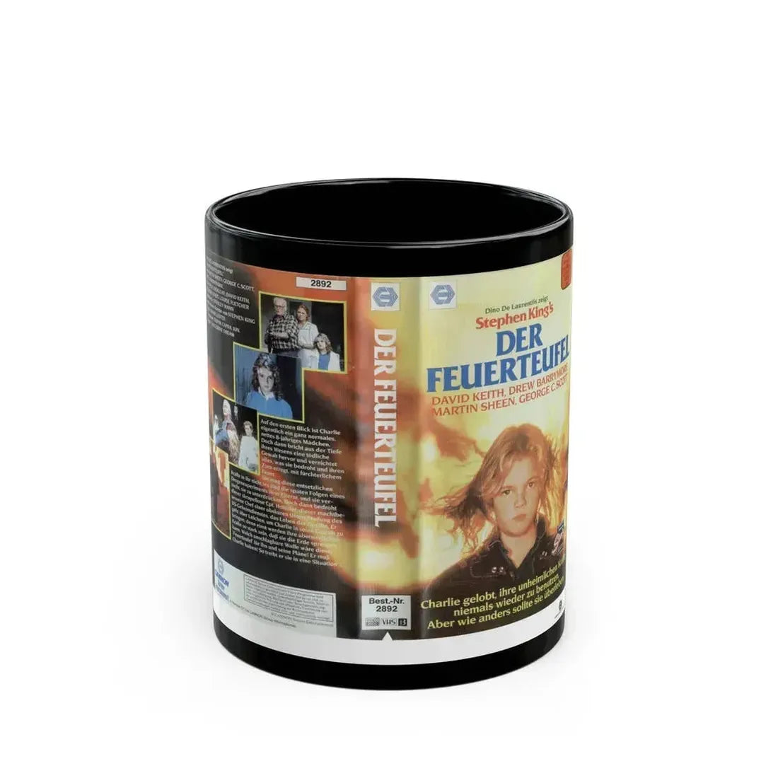 FIRESTARTER GERMAN DER FEUERTEUFEL (VHS COVER) - Black Coffee Mug 11oz - Go Mug Yourself