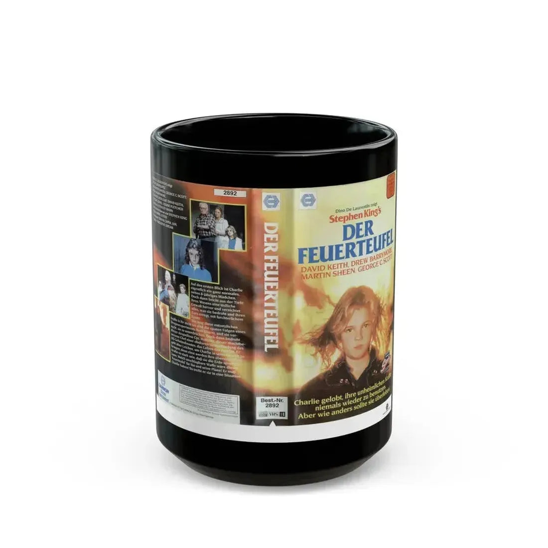 FIRESTARTER GERMAN DER FEUERTEUFEL (VHS COVER) - Black Coffee Mug 15oz - Go Mug Yourself