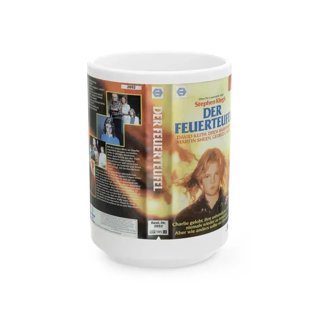 FIRESTARTER GERMAN DER FEUERTEUFEL (VHS COVER) - White Coffee Mug 15oz - Go Mug Yourself