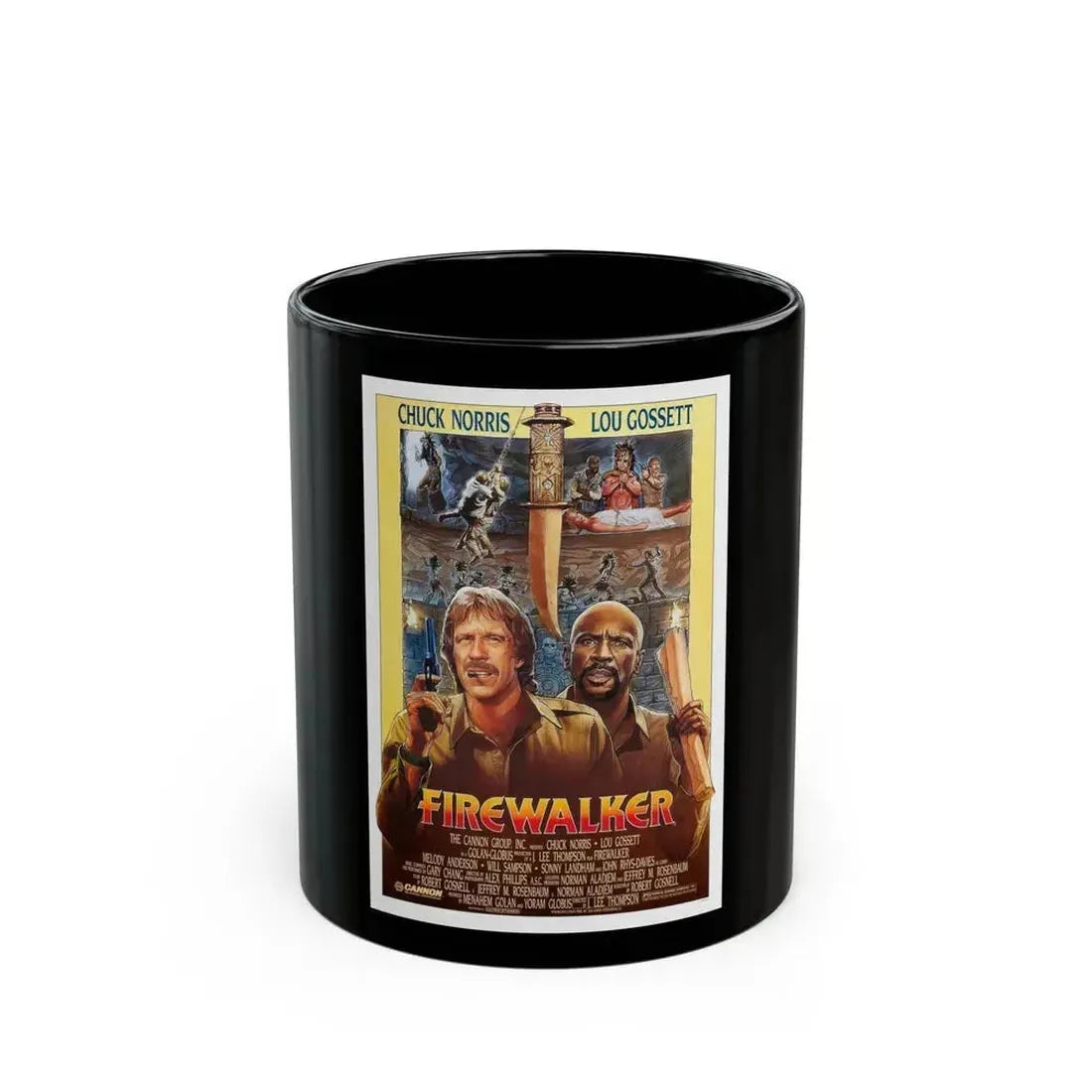 FIREWALKER 1986 Movie Poster - Black Coffee Mug 11oz - Go Mug Yourself
