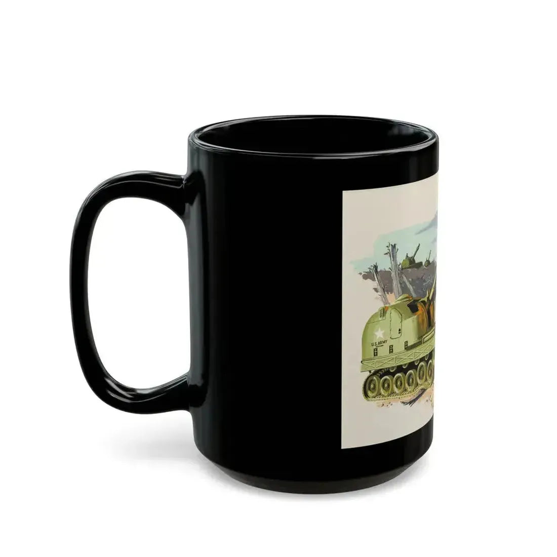 Firing Tank, story illustration, 1959 - Black Coffee Mug - Go Mug Yourself