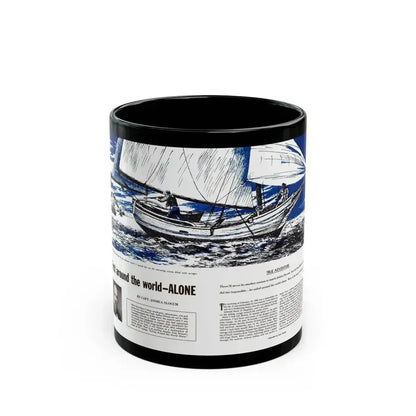 First around the world-Alone, Cavalier magazine, February 1957 - Black Coffee Mug 11oz - Go Mug Yourself