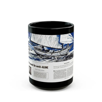 First around the world-Alone, Cavalier magazine, February 1957 - Black Coffee Mug 15oz - Go Mug Yourself