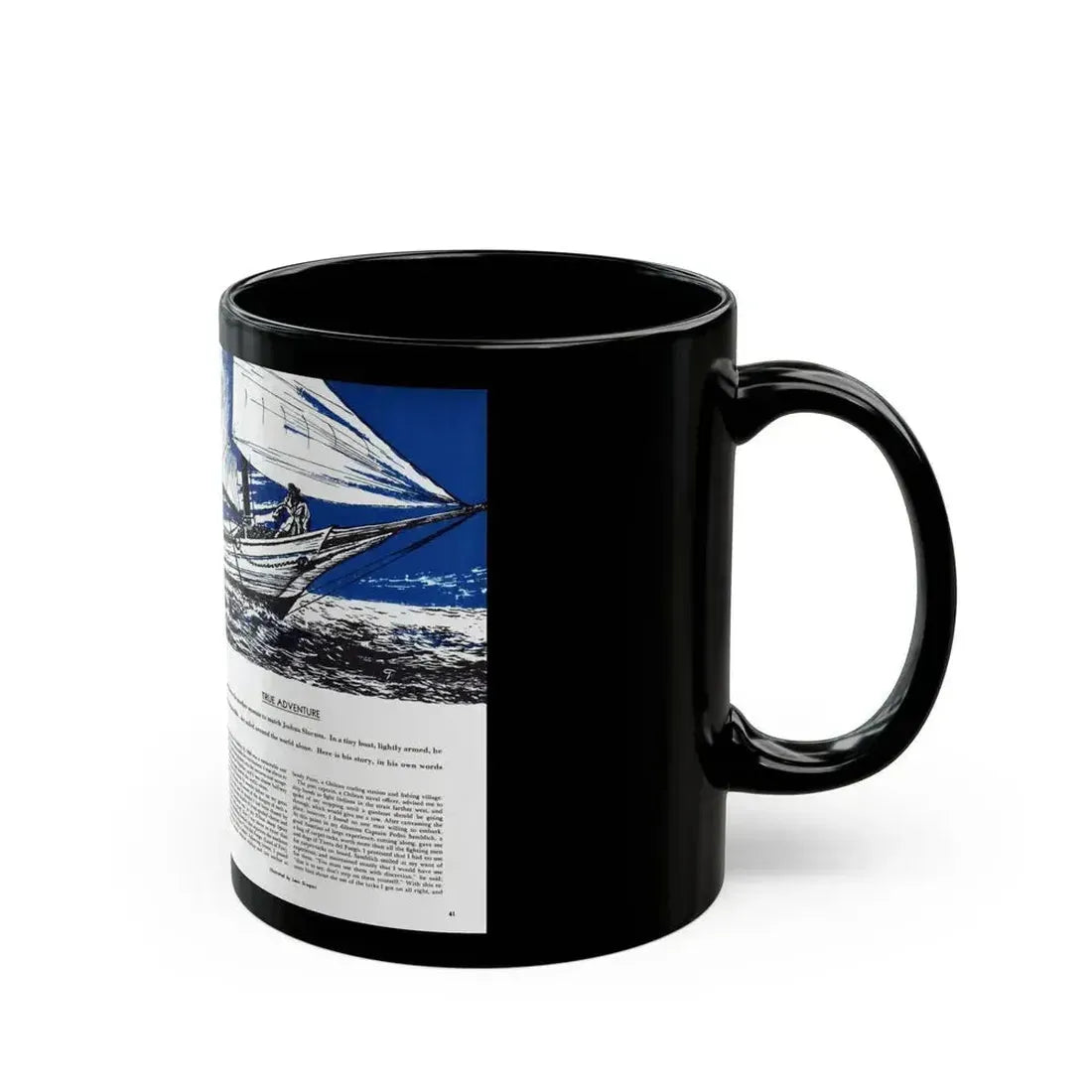 First around the world-Alone, Cavalier magazine, February 1957 - Black Coffee Mug - Go Mug Yourself