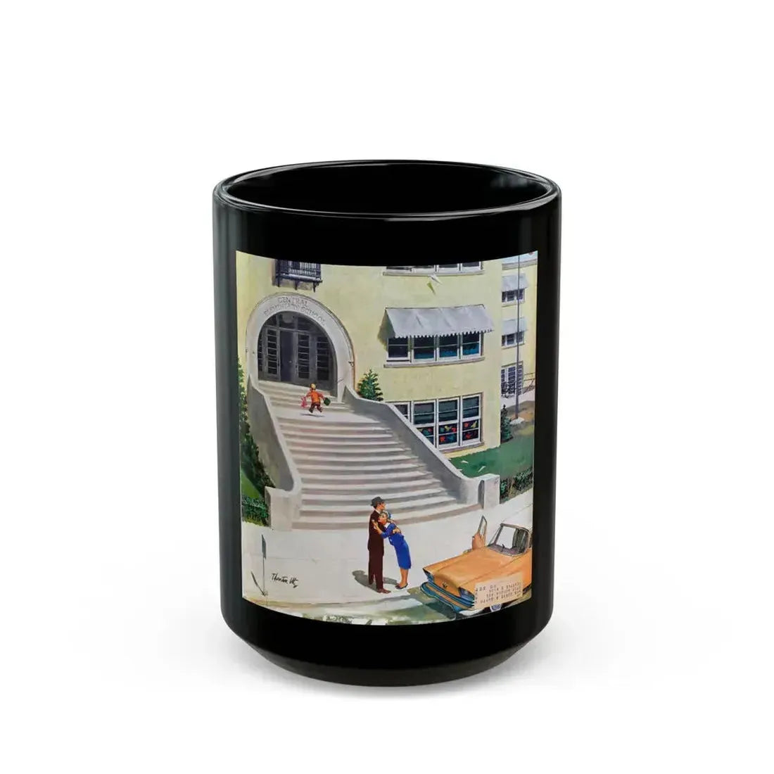 First Day Of Kindergarden, 1958 - Black Coffee Mug 15oz - Go Mug Yourself