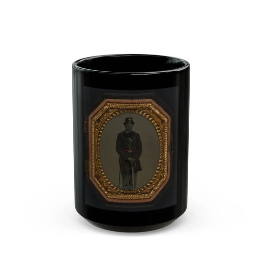 First Lieutenant Jacob A. Field Of Company K, 12th Maine Infantry Regiment In Uniform And Red Officer's Sash With Sword (U.S. Civil War) Black Coffee Mug 15oz - Go Mug Yourself