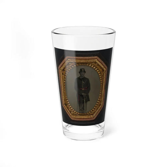 First Lieutenant Jacob A. Field Of Company K, 12th Maine Infantry Regiment In Uniform And Red Officer's Sash With Sword (U.S. Civil War) Pint Glass 16oz 16oz - Go Mug Yourself