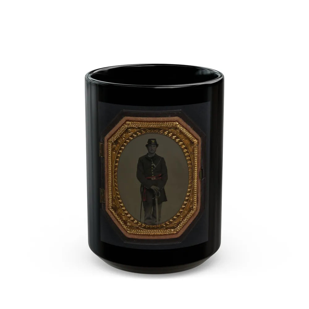 First Lieutenant Jacob A. Field Of Company K, 12th Maine Infantry Regiment In Uniform And Red Officer's Sash With Sword (U.S. Civil War) Black Coffee Mug-15oz-Go Mug Yourself