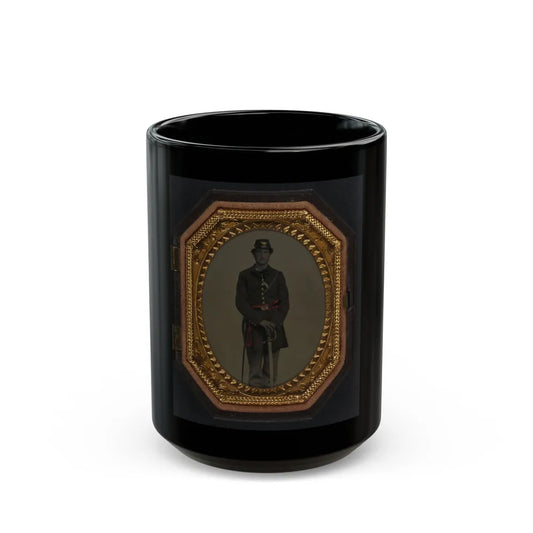 First Lieutenant Jacob A. Field Of Company K, 12th Maine Infantry Regiment In Uniform And Red Officer's Sash With Sword (U.S. Civil War) Black Coffee Mug-15oz-Go Mug Yourself