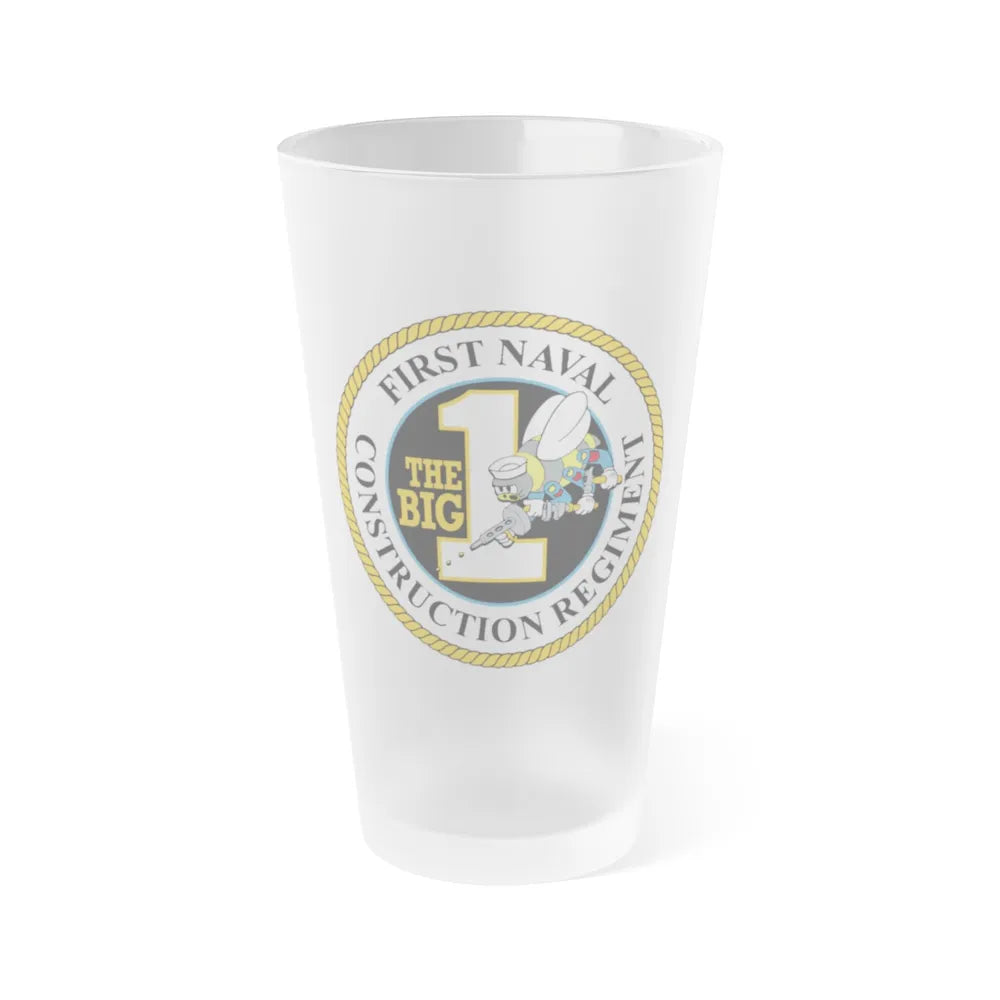 First Naval Construction Regiment (U.S. Navy) Frosted Pint Glass 16oz-Go Mug Yourself